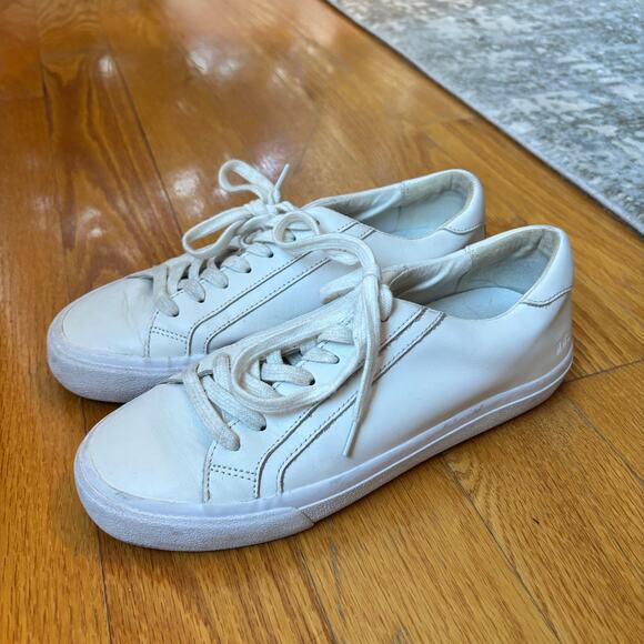 Madewell Leather Sidewalk Low-Top Sneakers Off White Women's Size 7.5 - Picture 3 of 8